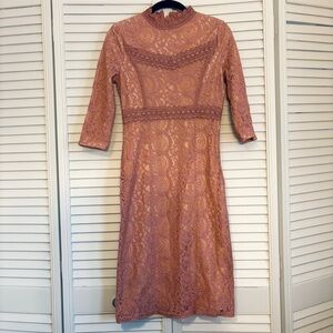 Downeast Pink Lace Pencil Dress Size XS